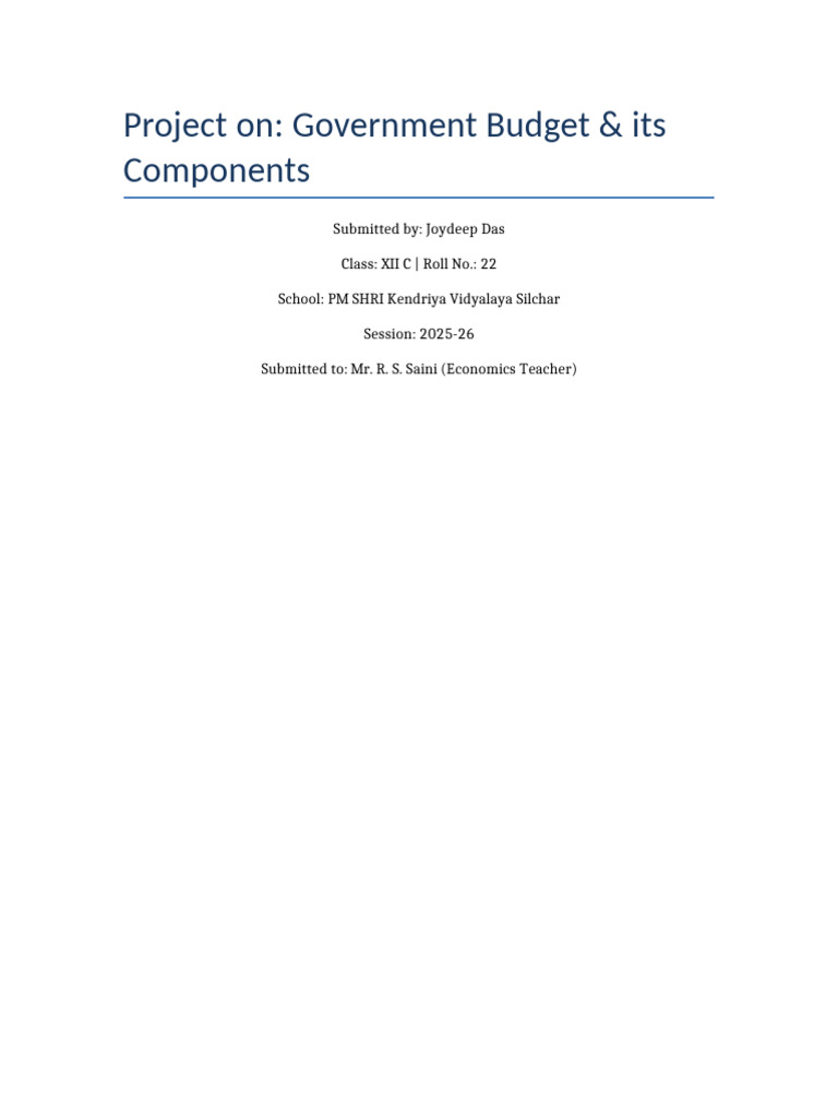 Government Budget Project Complete Joydeep Das | PDF | Government ...