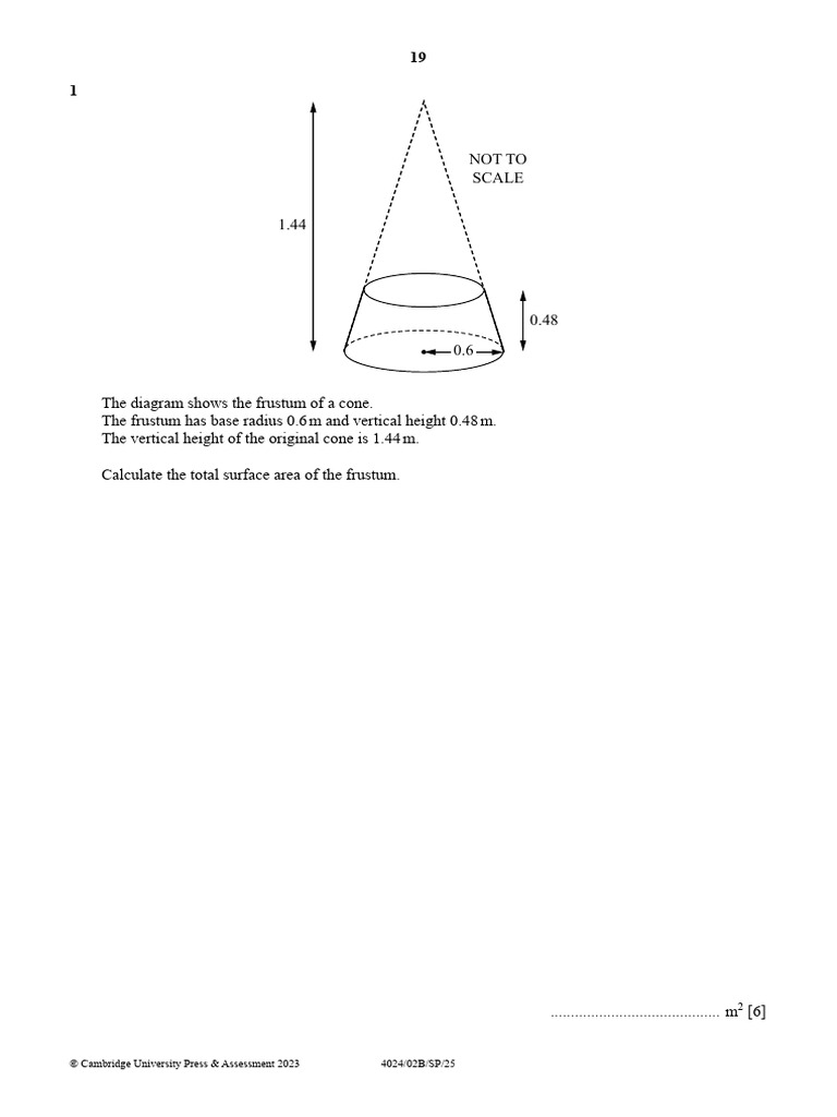 Frustum and Cone Volume Calculations | PDF | Area | Volume