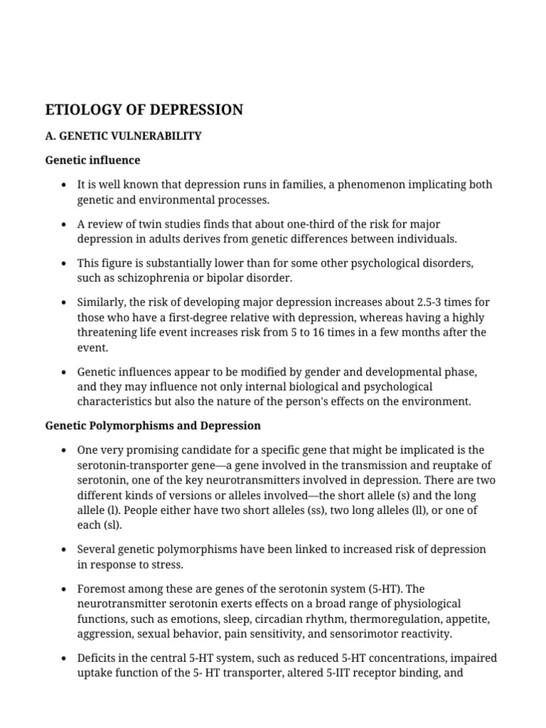 Genetic Factors in Depression Etiology | PDF | Major Depressive ...