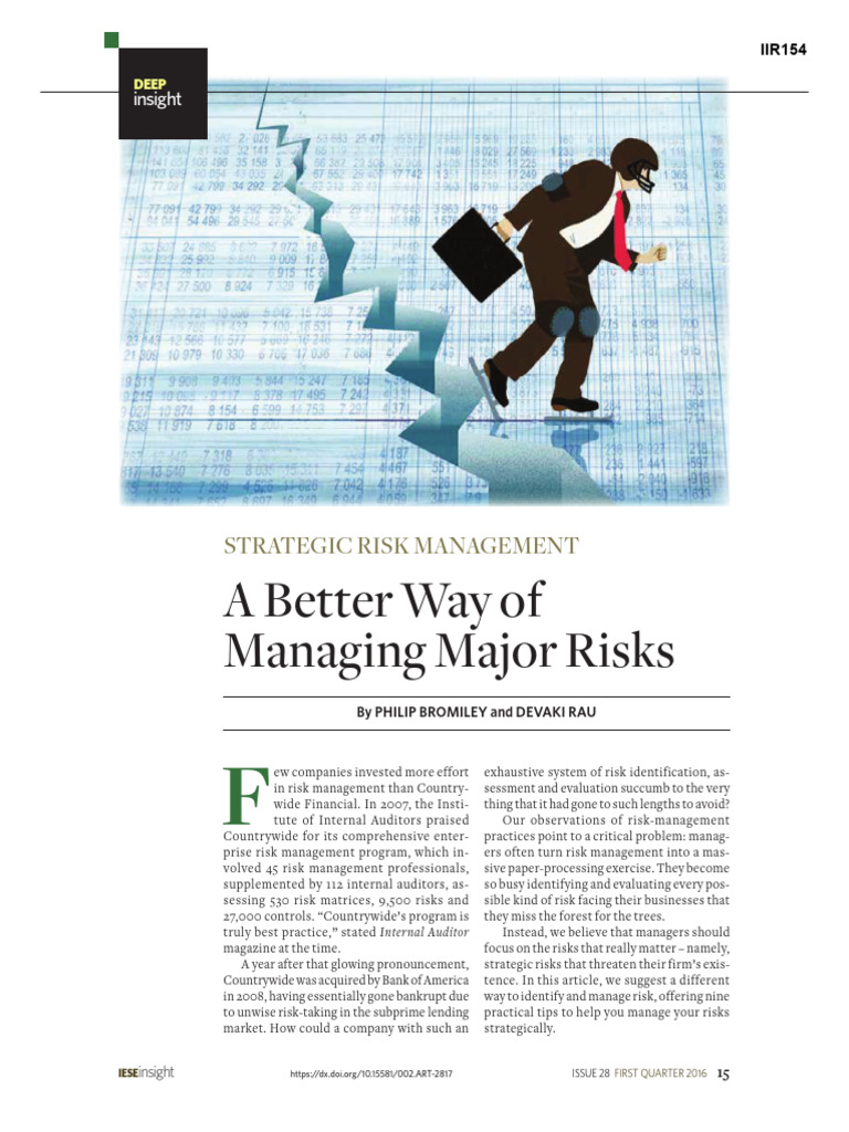 A Better Way of Managing Major Risks - Strategic Risk Management | PDF ...