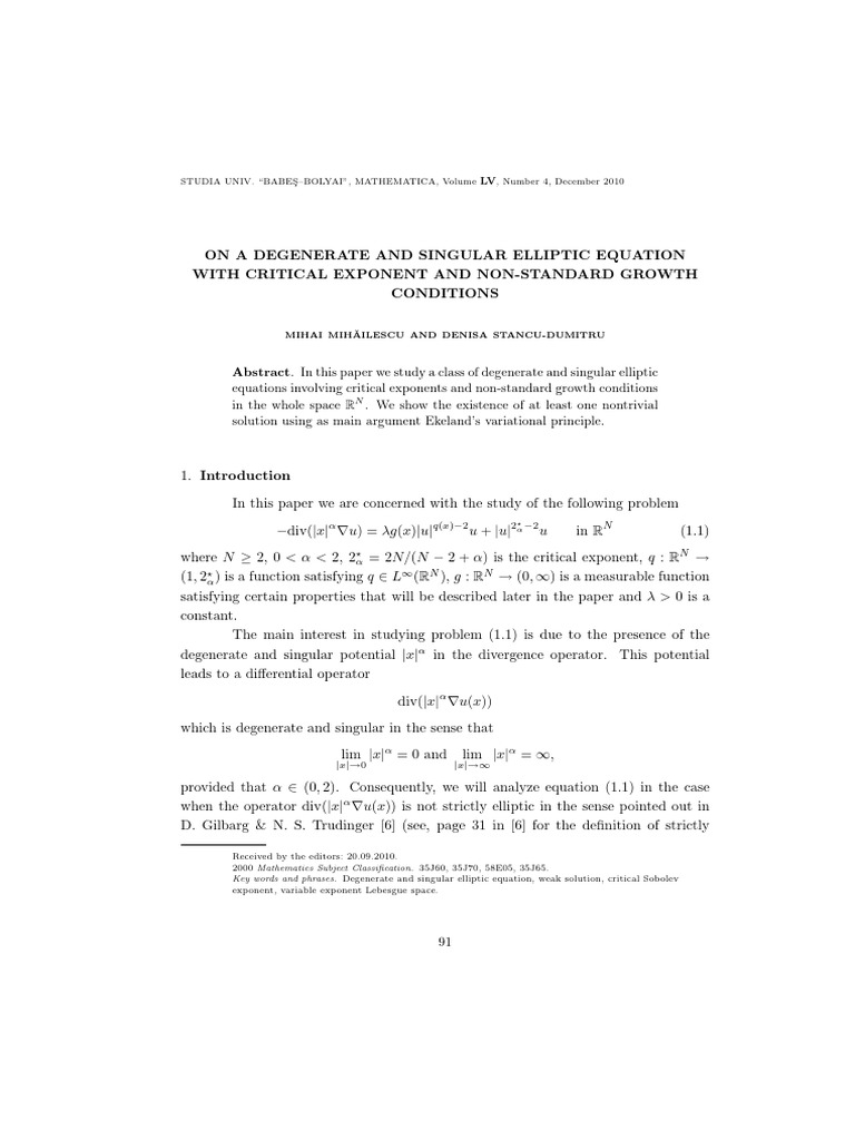 On A Degenerate and Singular Elliptic Eq | PDF | Mathematical Objects ...