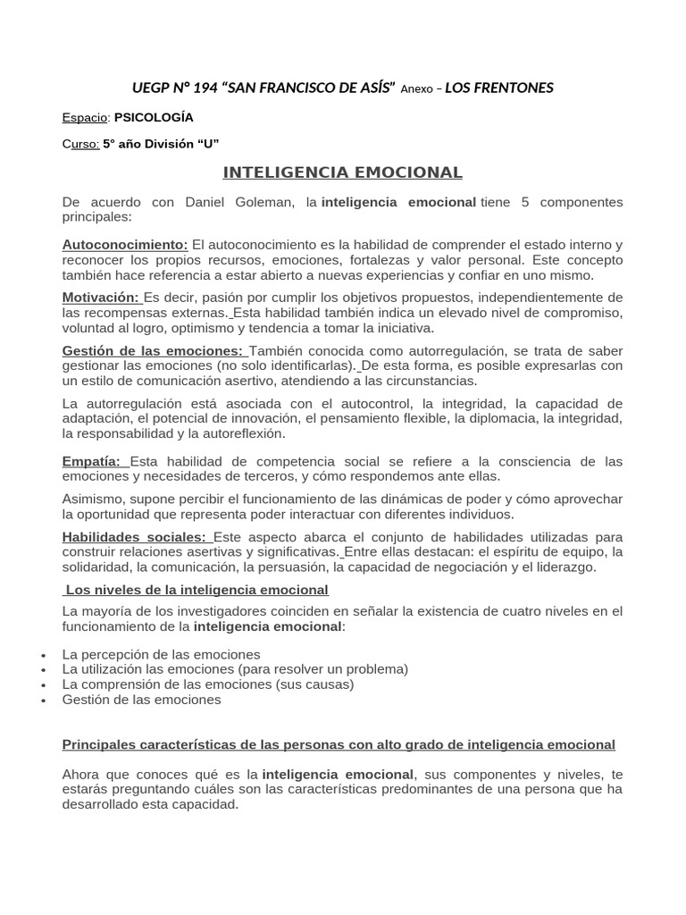 Claves de la Inteligencia Emocional | PDF | Las emociones ...