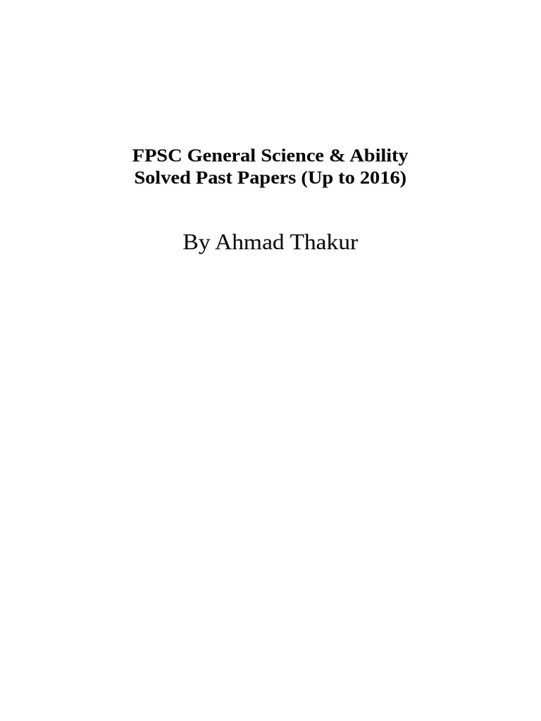 FPSC General Science Solved Papers 2016 | PDF | Cell (Biology) | Black Hole