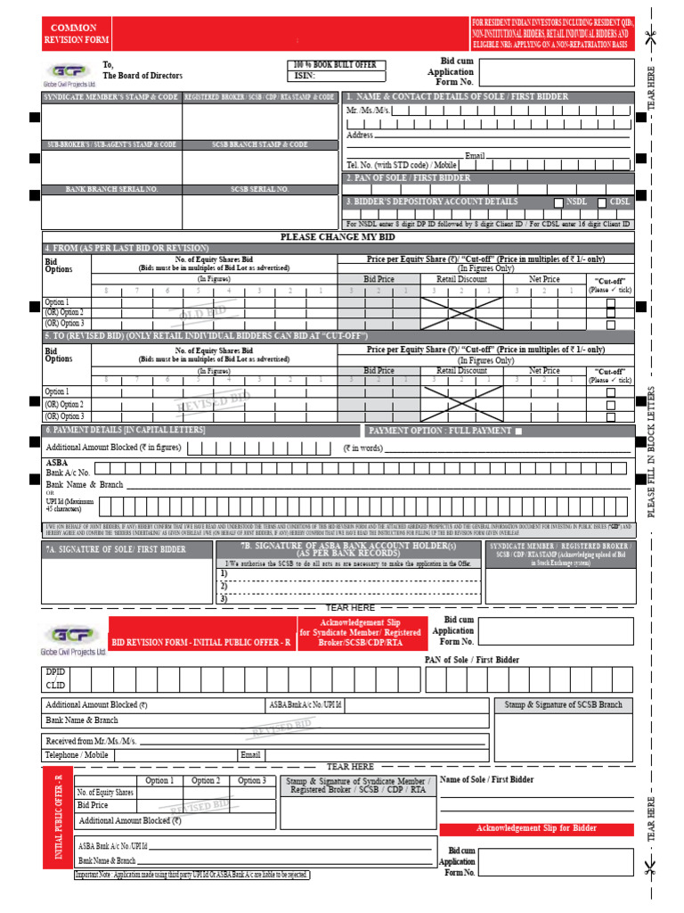 Revised Bid Application Form for IPO | PDF | Mutual Funds | Equity ...
