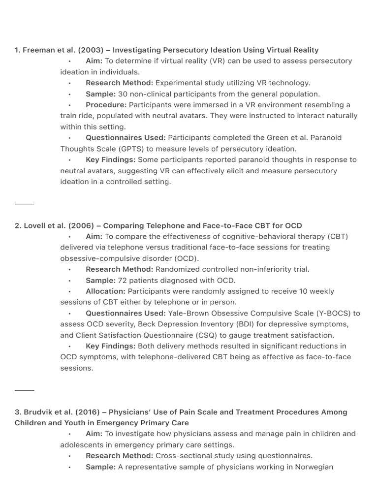 VR Assessment of Persecutory Ideation | PDF | Obsessive–Compulsive ...