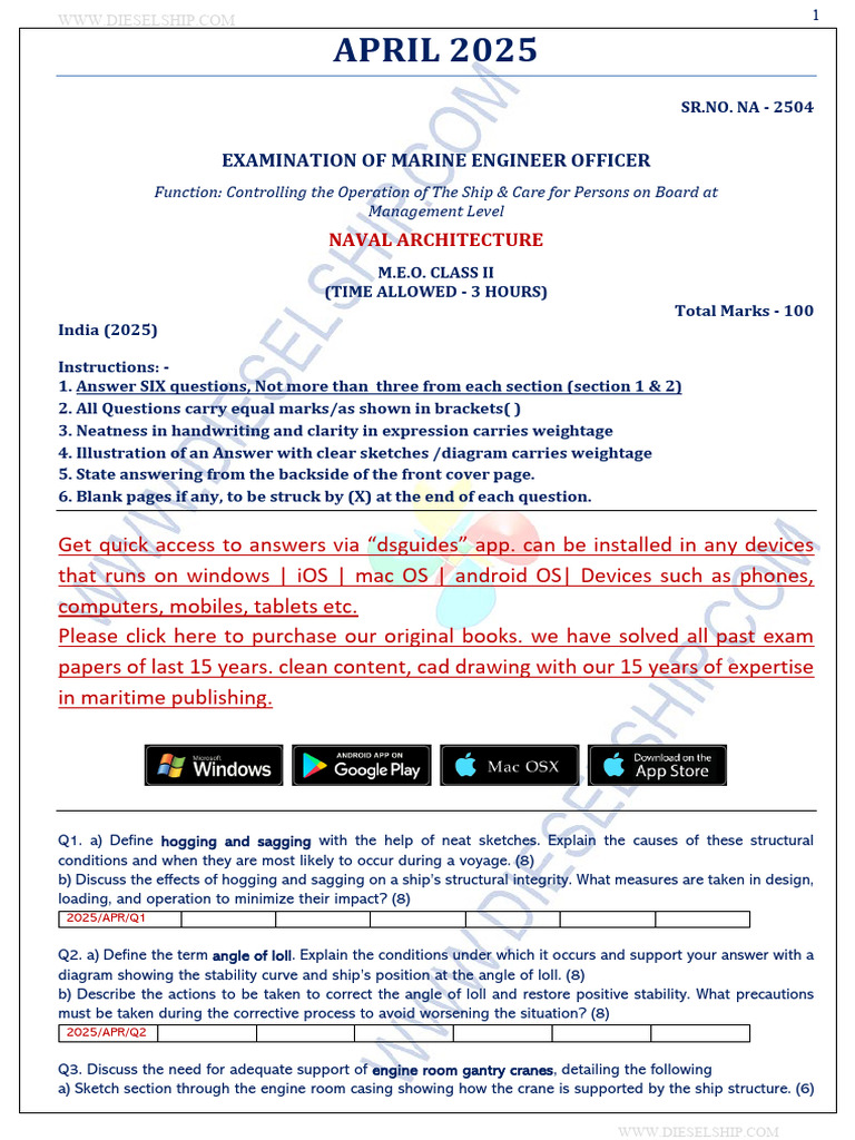 MEO Class 2 Exam Guide 2025 | PDF | Buoyancy | Ships