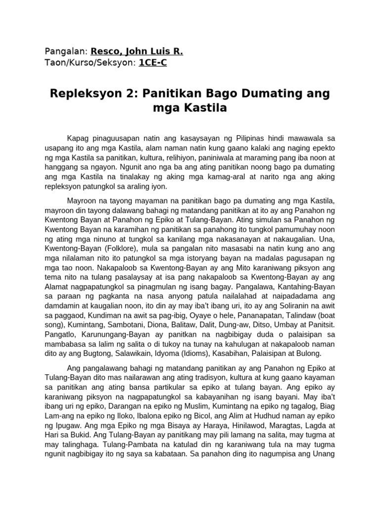 Repleksyon 2 | PDF
