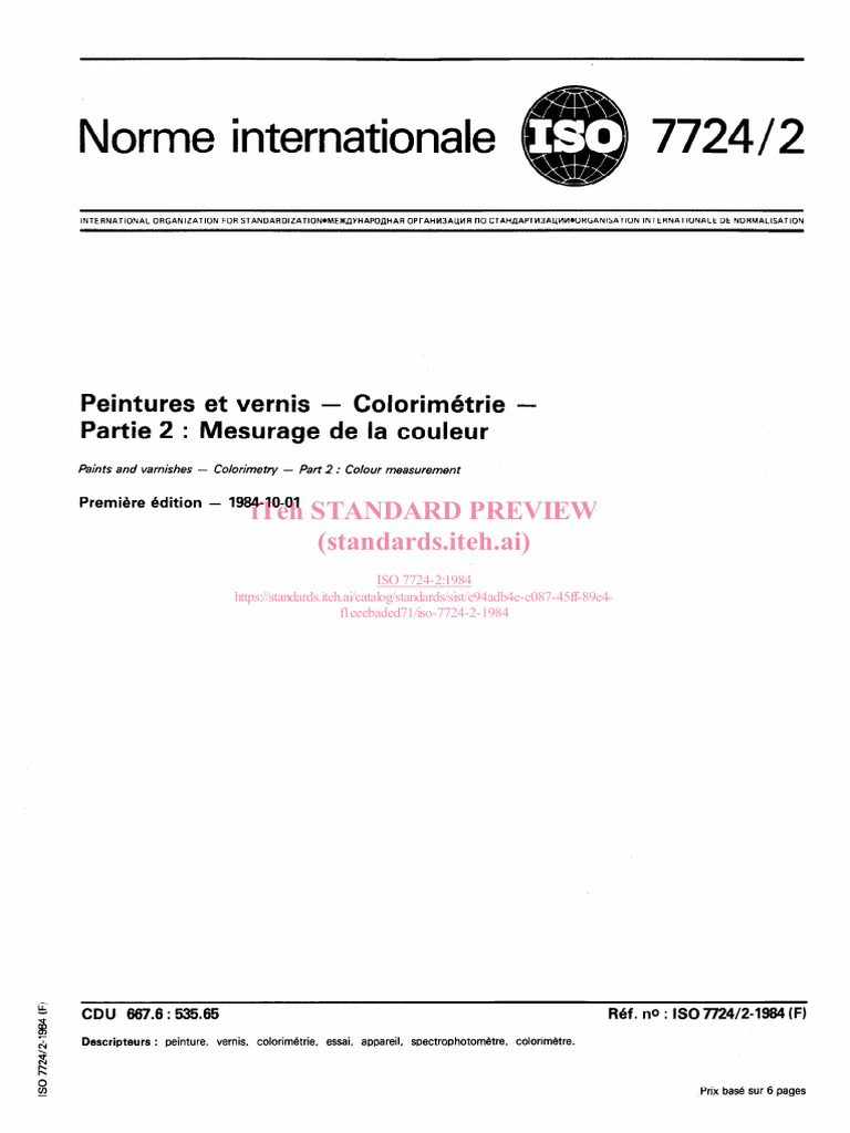 ISO 7724-2: Mesurage de la couleur | PDF | Couleur | Organisation ...