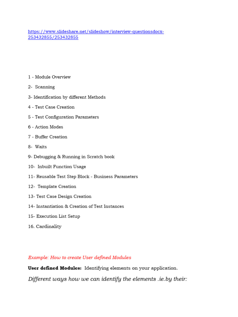 Tosca User-Defined Modules Overview | PDF | Transmission Control ...
