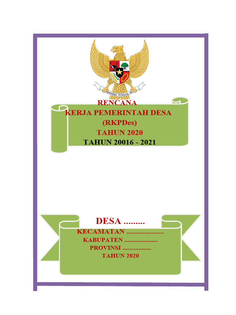 Desa ......... : Rencana Kerja Pemerintah Desa (Rkpdes) Tahun 2020 | PDF