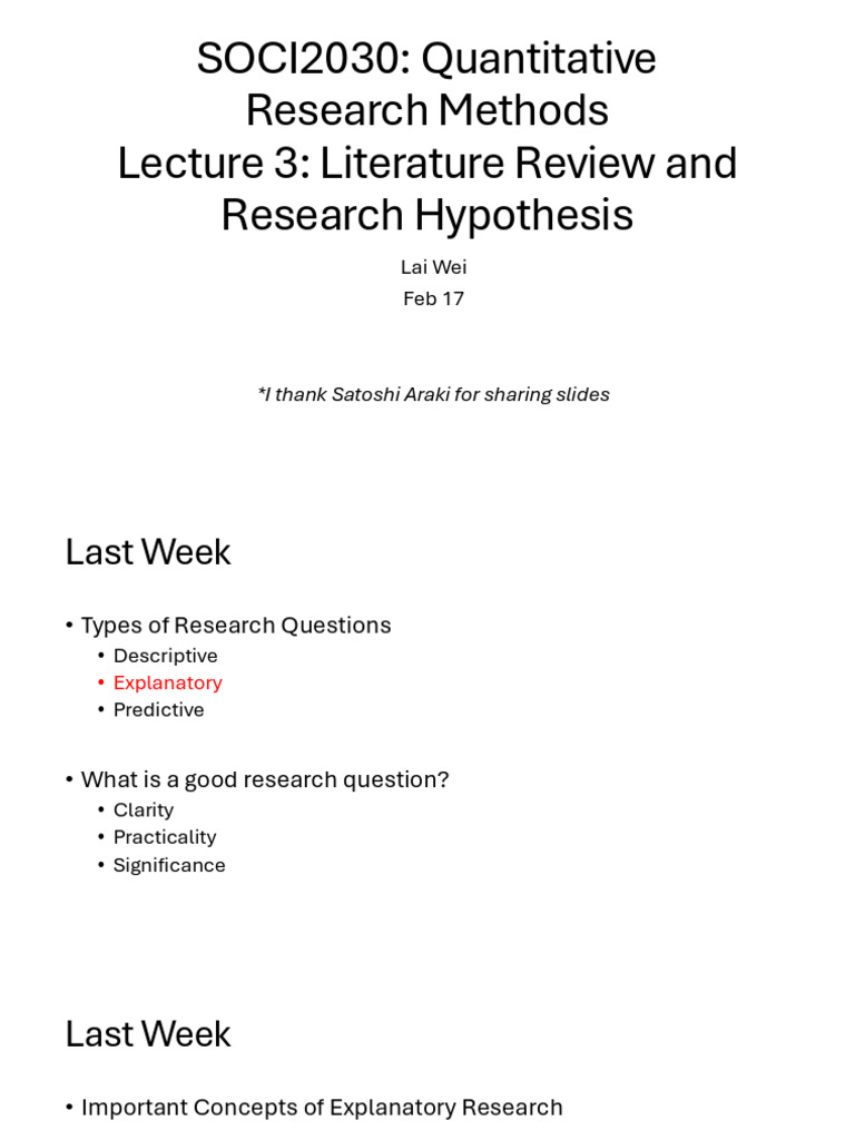 Literature Review & Hypothesis in Research | PDF | Hypothesis | Sociology