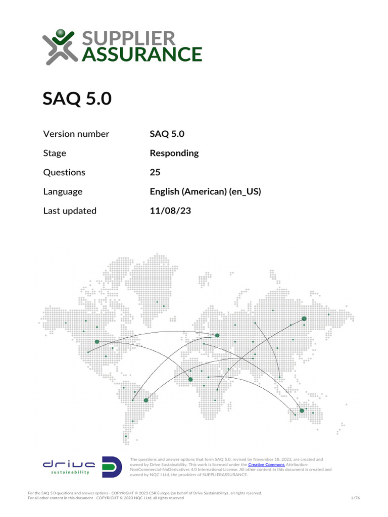 SAQ 5.0 Sustainability Assessment Guide | PDF | Occupational Safety And ...