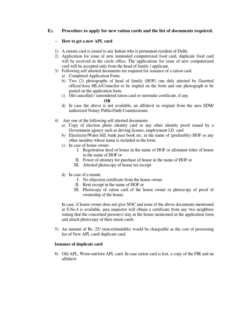 New APL Ration Card Application Guide | PDF | Identity Document ...