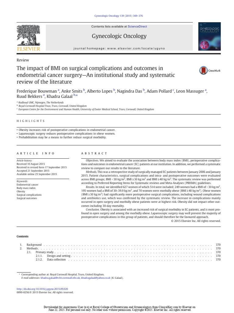 ImpactOfBMI SurgicalComplications | PDF | Obesity | Body Mass Index