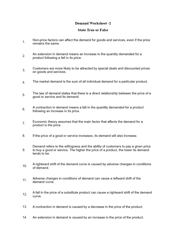 Demand Worksheet 2 | PDF