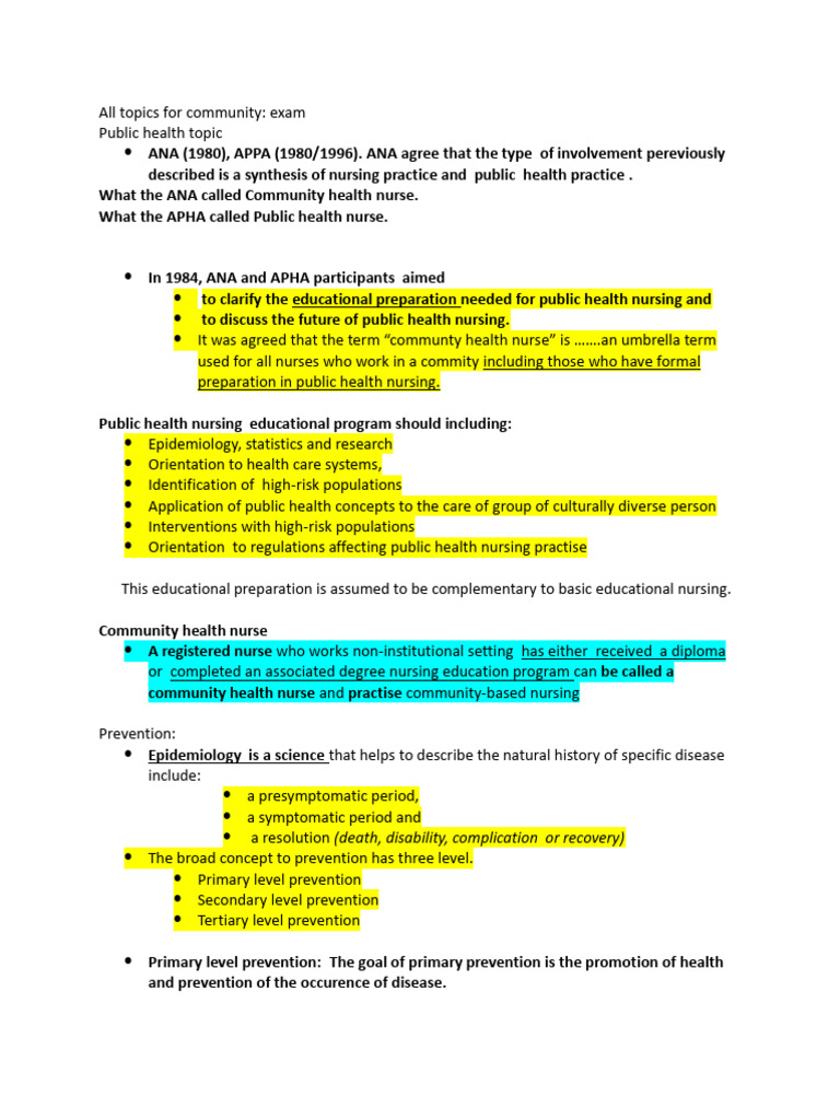 Community Health Nursing Overview | PDF | Public Health | Chronic Condition