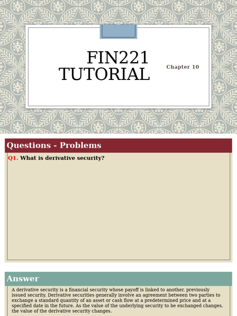 Understanding Derivative Securities and Options | PDF | Option (Finance ...