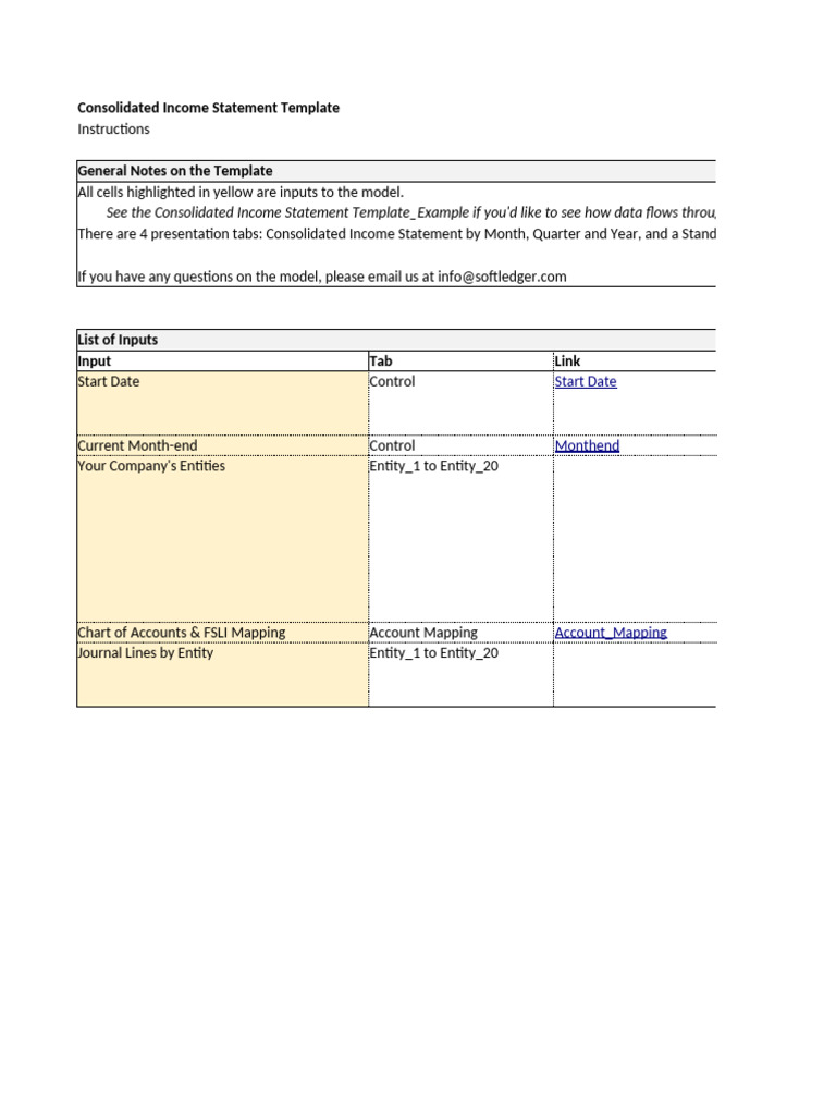 Consolidated Income Statement Template | PDF | Revenue | Net Income
