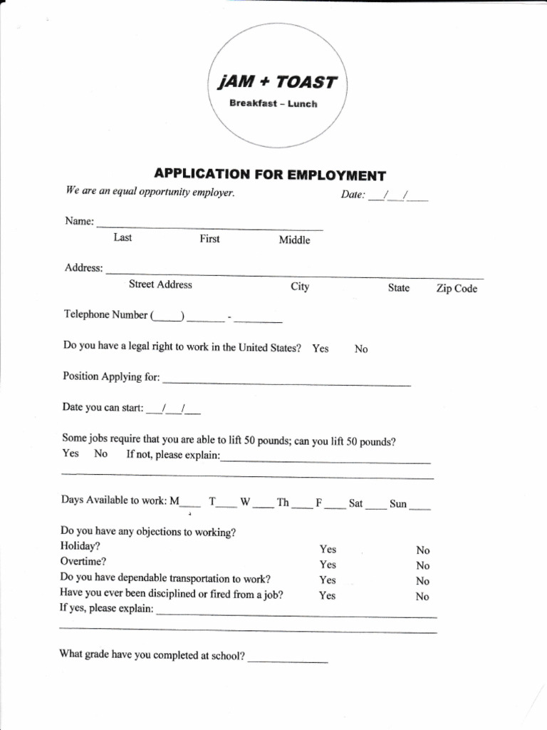Employment Application Form Template | PDF | Employment | Business