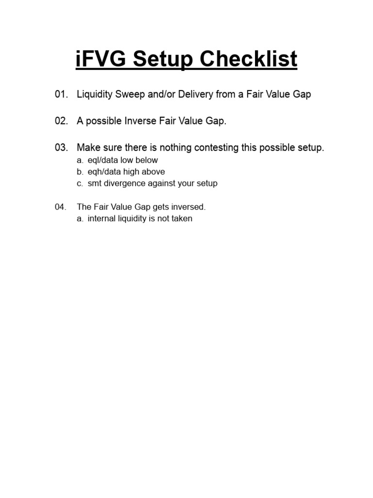 iFVG Setup Checklist for Trading | PDF