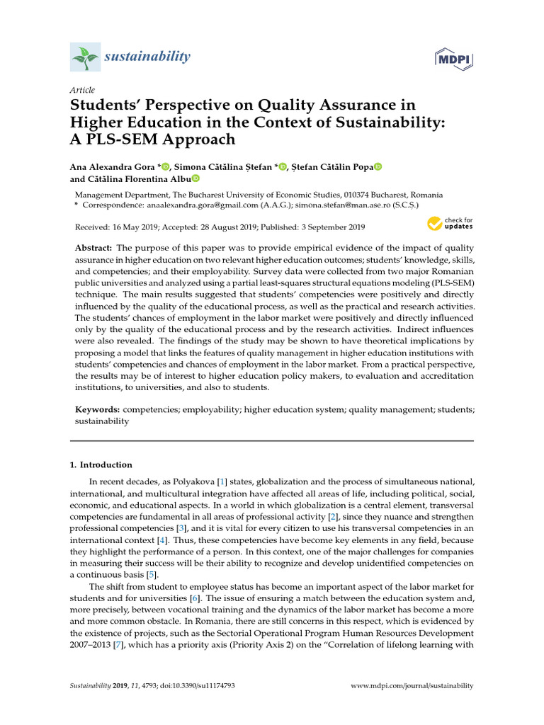 Quality Assurance in Higher Education Sustainability | PDF | Sampling ...