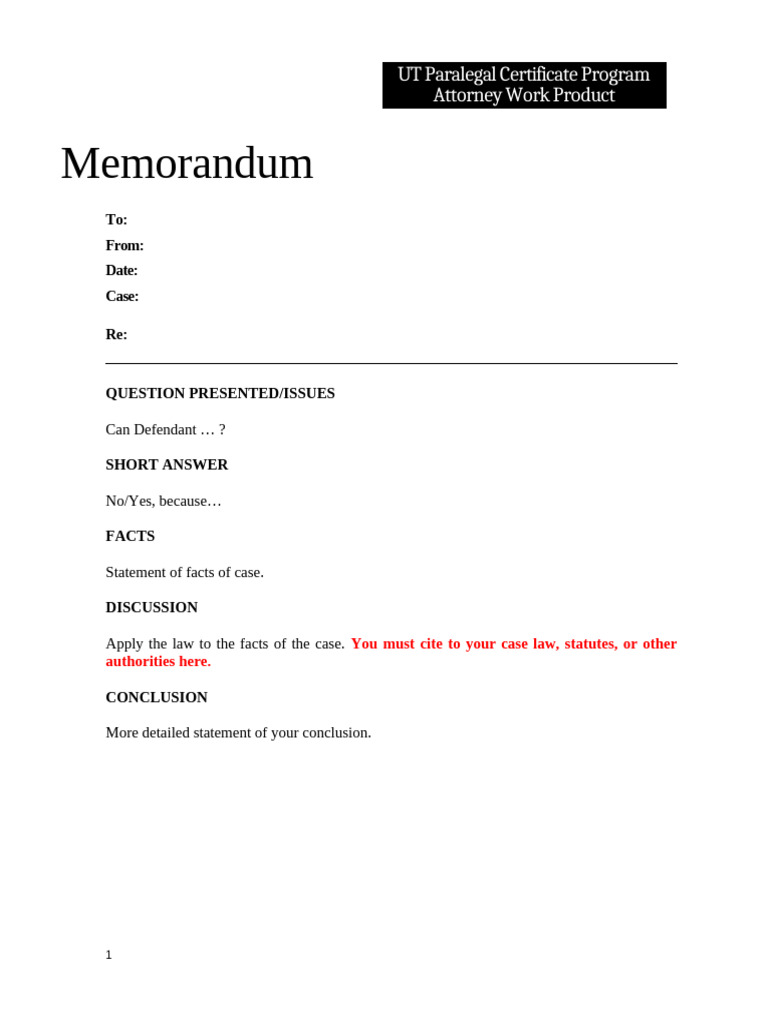 Paralegal Memo on Legal Issues | PDF