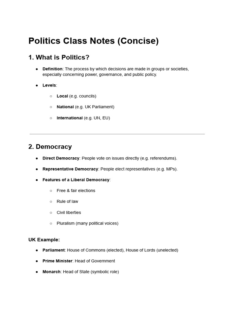 UK Politics Overview and Key Concepts | PDF
