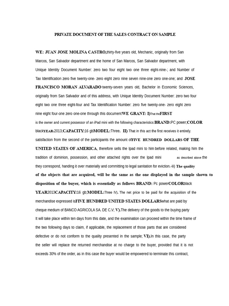 Authenticated Private Document of Sample Sale | PDF | Common Law | Justice