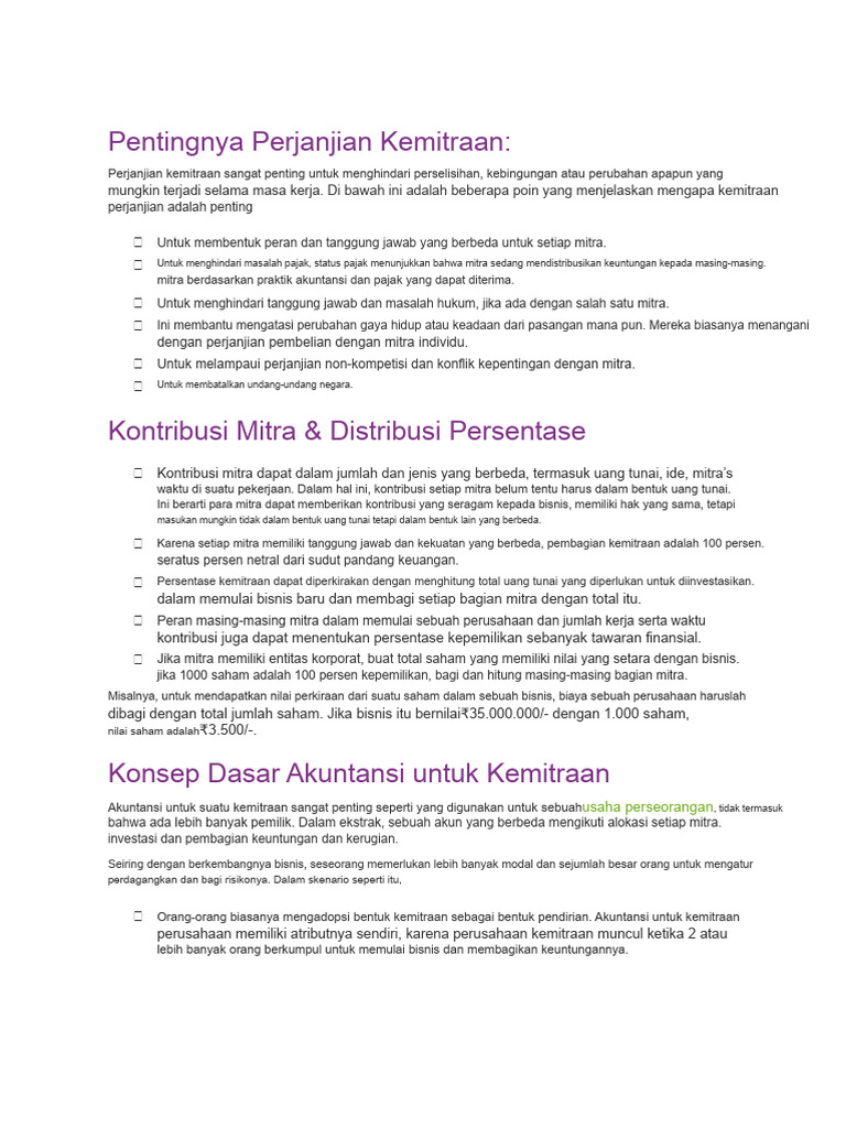 Pentingnya Perjanjian Kemitraan Bisnis | PDF