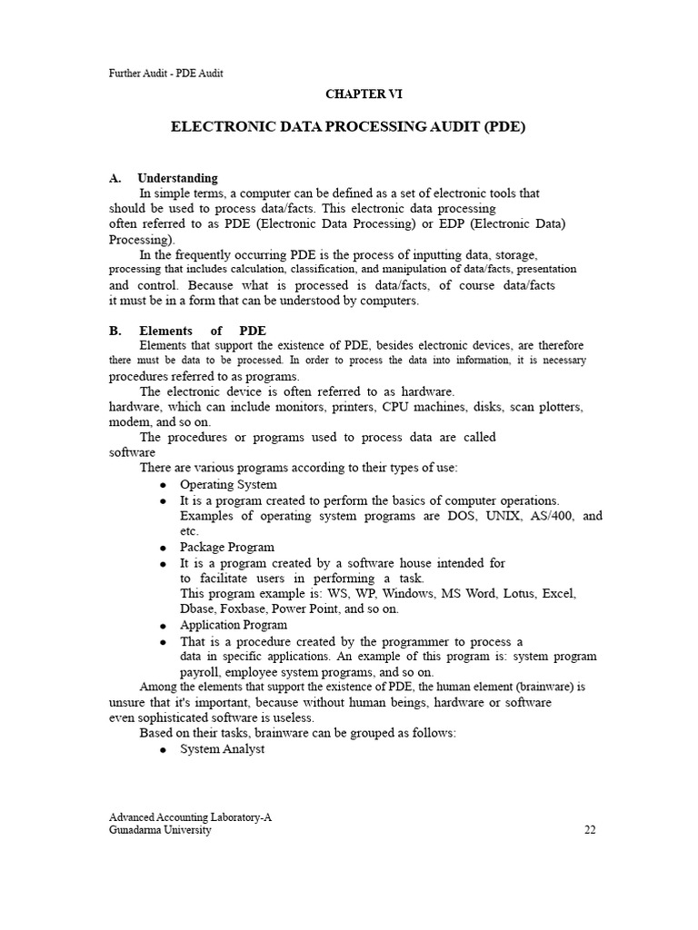 Understanding Electronic Data Processing Audit | PDF | Internal Control ...
