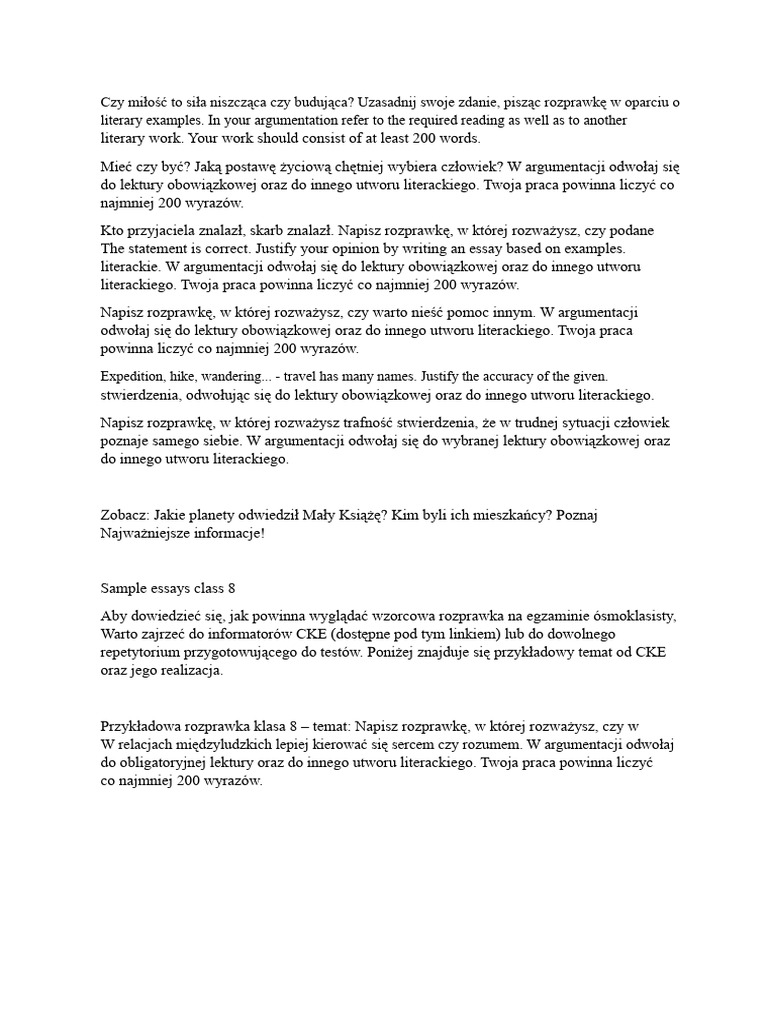 Tematy Rozprawki | PDF