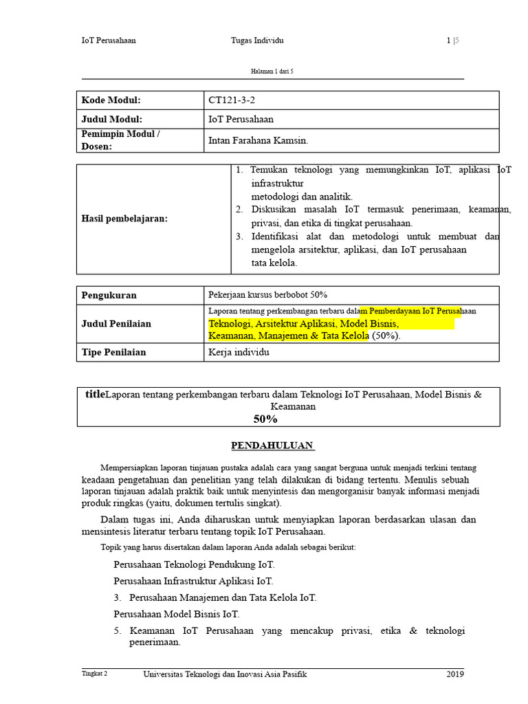 Pertanyaan Tugas EIOT | PDF