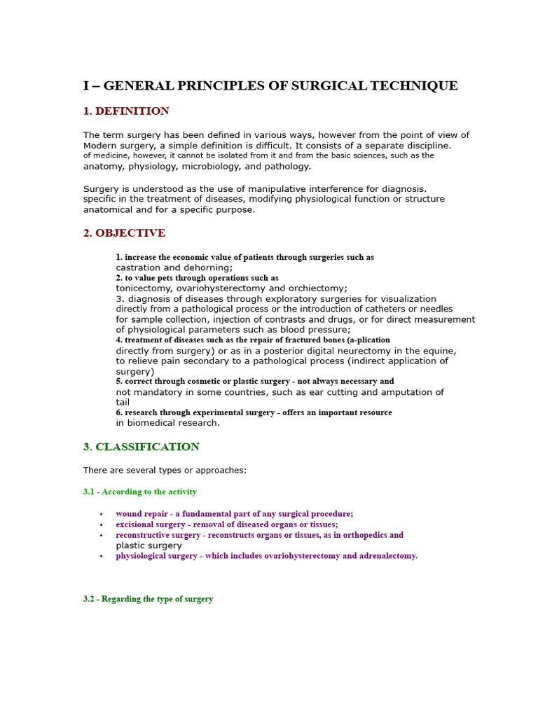 Principles of Surgical Technique Overview | PDF | Surgery | Pathology