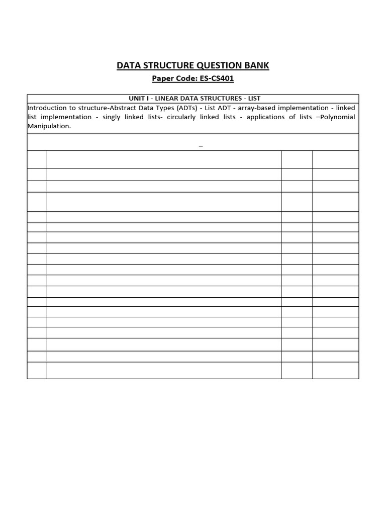 Data structure Question bank | PDF | Queue (Abstract Data Type ...