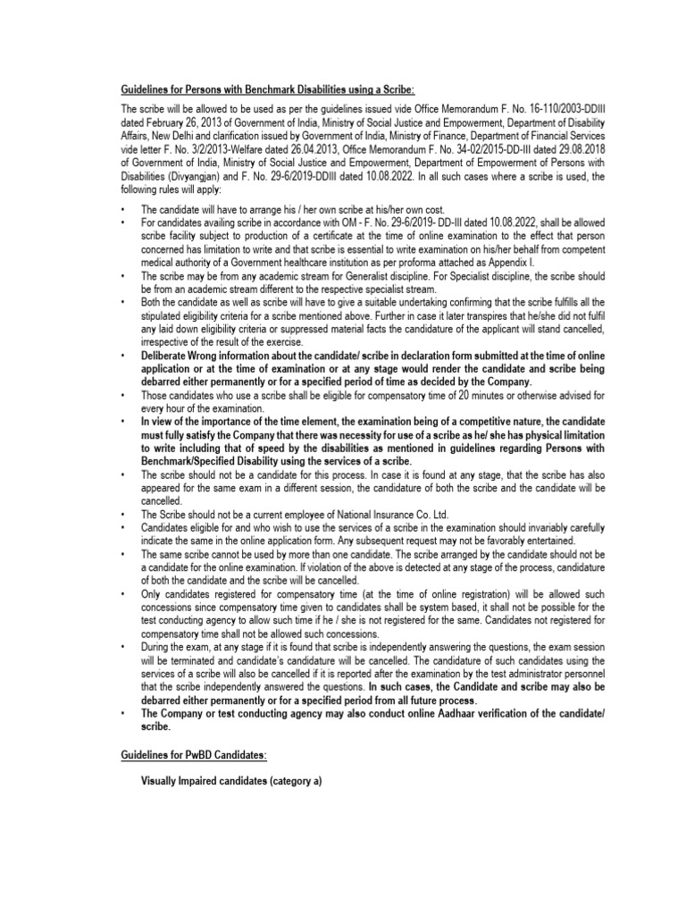 Scribe Guidelines for Benchmark Disabilities | PDF | Justice | Crime ...