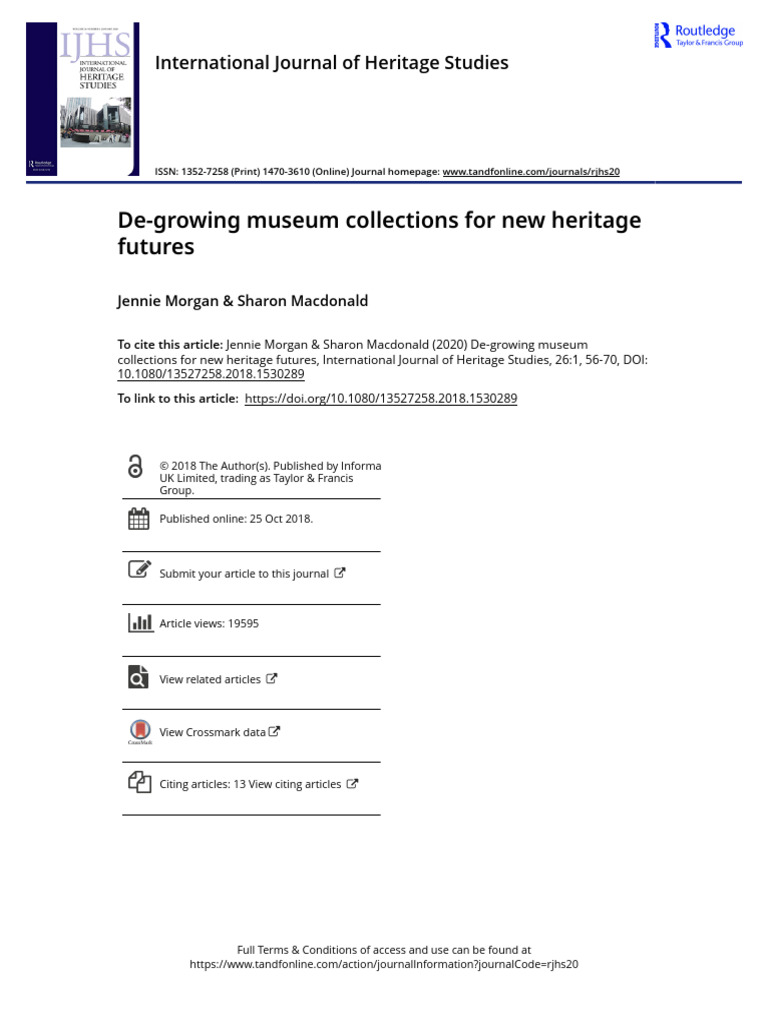 De-Growing Museum Collections for Sustainability | PDF | Curator | Museum