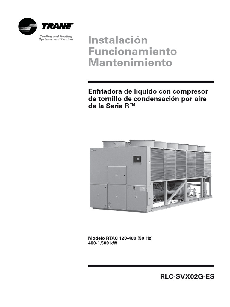 Manual Enfriadora Trane RTAC 400 | PDF | Agua | Ingeniería Química