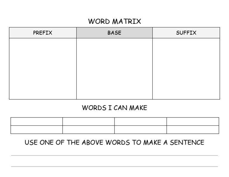 Word Matrix Worksheet | PDF