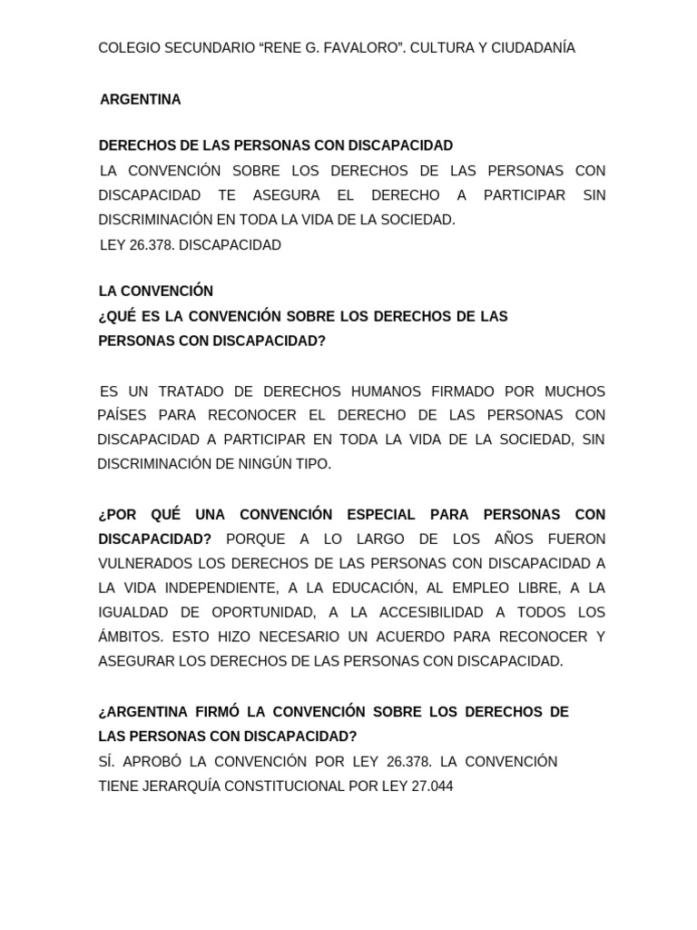 Derechos de Personas con Discapacidad en Argentina | PDF | Invalidez ...