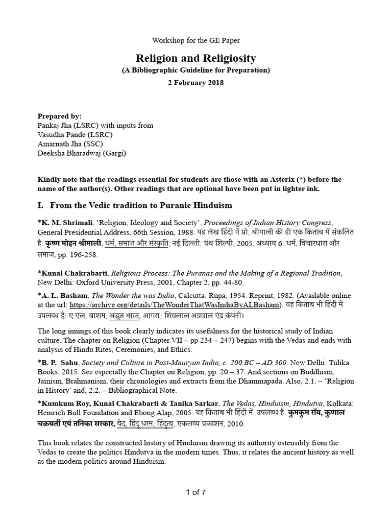 GE Paper Workshop on Religion Studies | PDF | Bhakti | Vedas