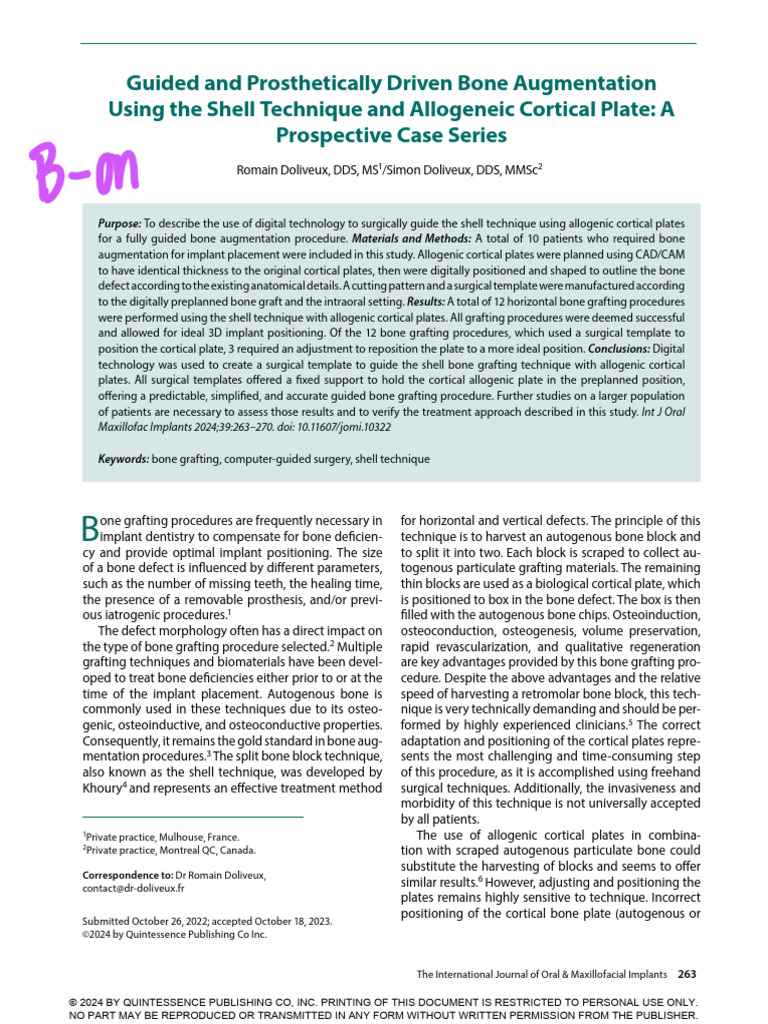 Guided Bone Augmentation with Digital Tech | PDF | Dental Implant ...