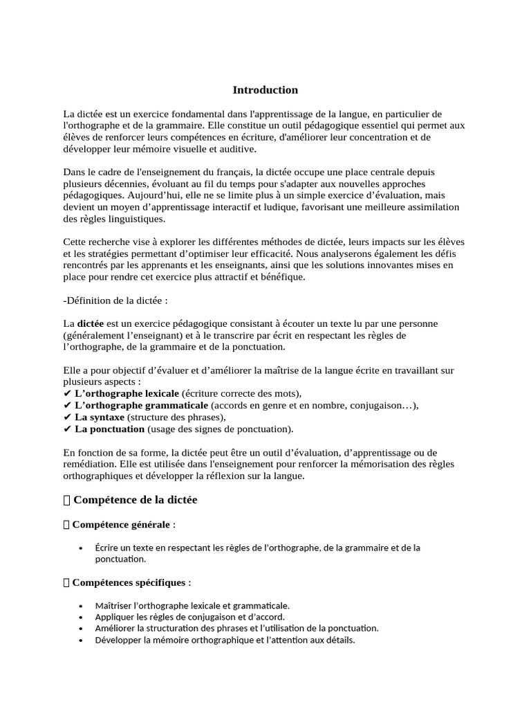 Méthodes de dictée en enseignement du français | PDF | Pédagogie ...