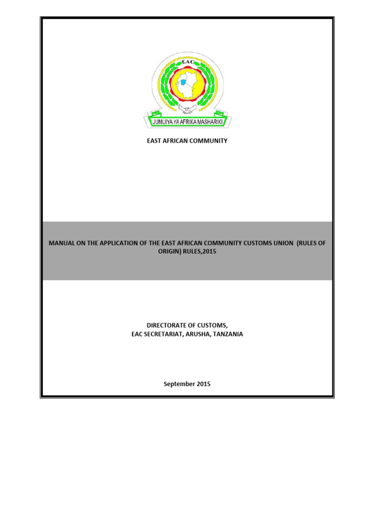 Eac Manual | PDF | Customs | Tanzania