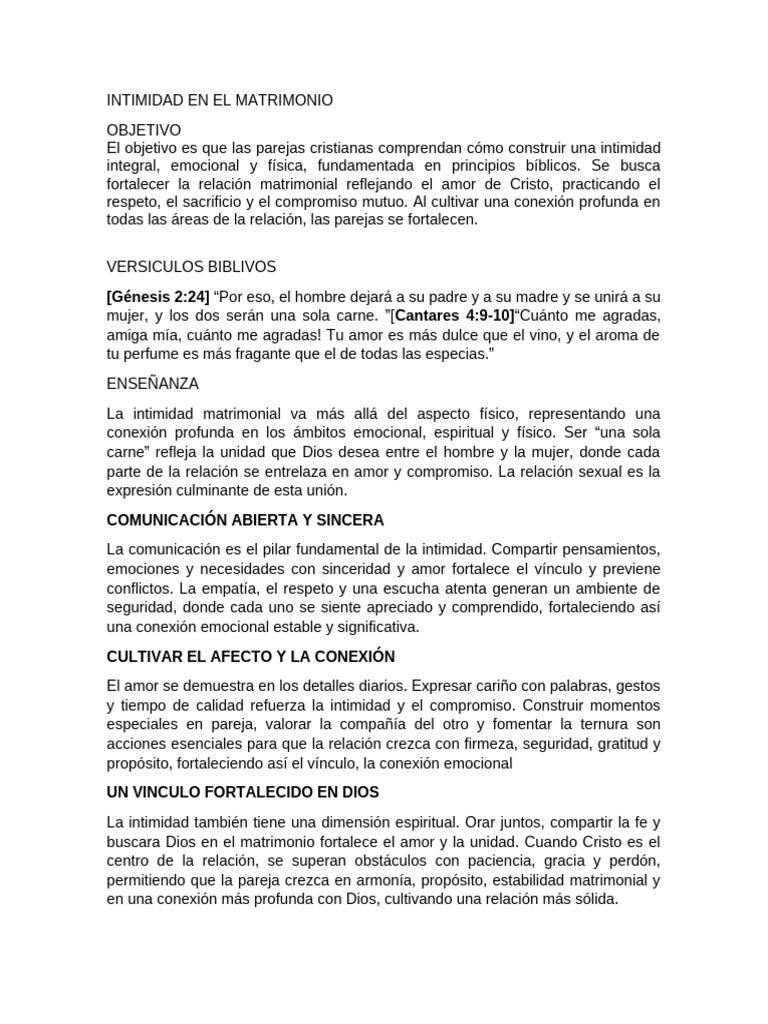 Intimidad en el Matrimonio Cristiano | PDF | Amor | Matrimonio