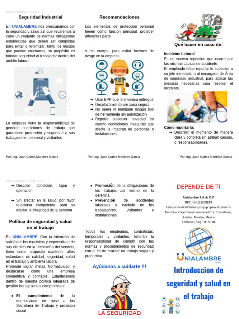 Seguridad y Salud en el Trabajo UNIALAMBRE | PDF | Valores