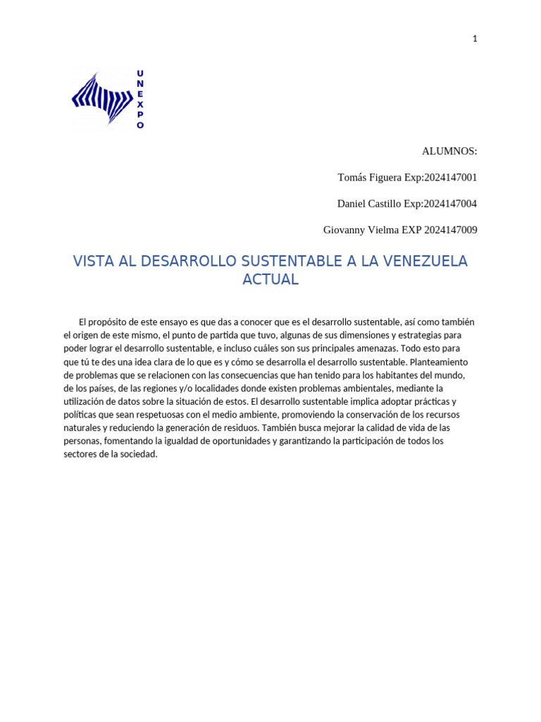 Desarrollo Sustentable en Venezuela | PDF | Sustentabilidad ...