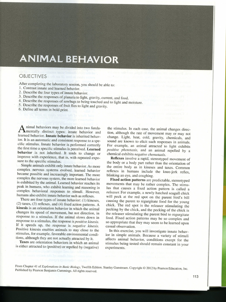 110 Week 10 Animal Behavior Protocol-3 | PDF
