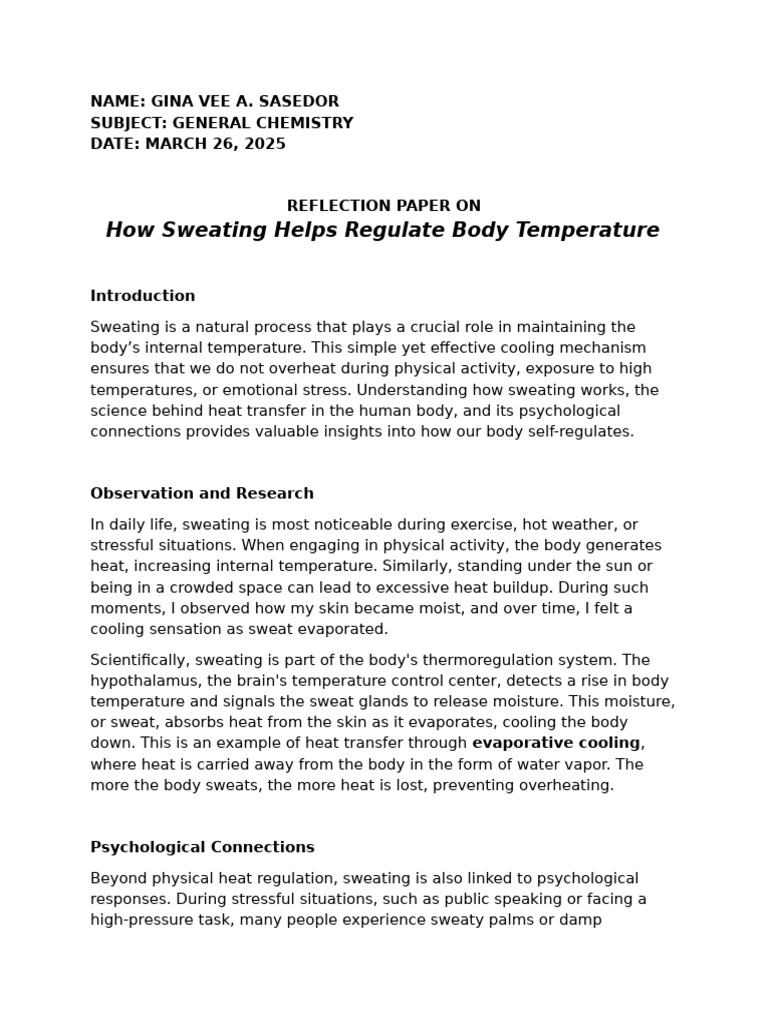 Sweating: Key to Body Temperature Control | PDF | Perspiration ...