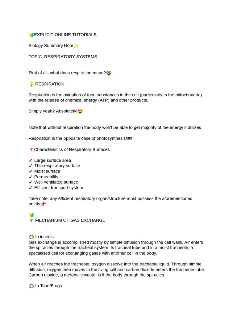 Biology Note in Respiration. | PDF | Cellular Respiration | Respiratory ...
