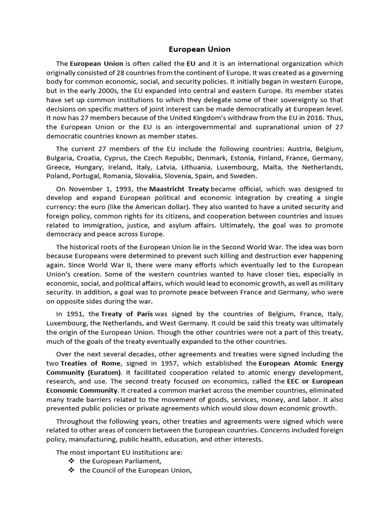 Overview of the European Union (EU) | PDF | European Union | European ...